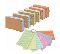 Lot de 300 cartes d'index lignées avec anneau de classeur, cartes en papier kraft lignées pour bureau, école, maison, étude, dossier, idéal comme carnet de notes pour révision et ressources d'étude