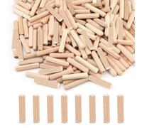Lot de 300 chevilles en bois de 6 x 30 mm pour travaux manuels, chevilles en bois cannelées rainurées pour meubles et bricolage