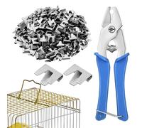 Lot de 300 clips pour cage à câbles - Kit d'outils d'installation en cage - Pinces à clips métalliques - Pinces à clips pour petites cages pour animaux, cages à oiseaux, maisons de lapin - Kit de