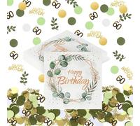 Lot de 300 confettis décoratifs pour 60 ans - Vert et 40 serviettes eucalyptus - Décoration de table Happy Birthday - Vert - Pour homme