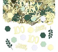 Lot de 300 confettis pour 100 ans - Grande décoration de table - 2,4 à 5 cm - Décoration de table 100e anniversaire femme - Vert - Décoration à disperser - Paillettes - Décoration d'anniversaire 100