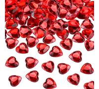 Lot de 300 cristaux diamantés en forme de cœur rouge - 12 mm - Pierres décoratives en forme de cœur - Cristaux décoratifs en forme de cœur - Diamants en acrylique - Pour bricolage, décoration, mariage