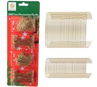 Lot de 300 crochets dorés pour décorations de Noël - Tailles assorties pour boules de Noël - Crochets réutilisables pour décorations de Noël faciles