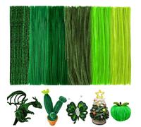 Lot de 300 cure-pipes multicolores pour bricoler, 6 cure-pipes verts, fil de bricolage 30 cm, fil chenille pour projets créatifs et décoration de bricolage