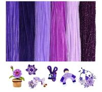 Lot de 300 cure-pipes multicolores pour le bricolage - 6 cure-pipes violets différents - Fil chenille - 30 cm - Pour projets de bricolage créatifs et décoration de bricolage
