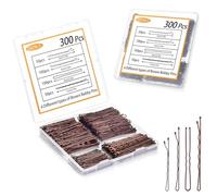 Lot de 300 épingles à cheveux marron en forme de U pour femmes et filles pour chignon et chignon, kit d'épingles à cheveux de qualité supérieure avec boîte de rangement adaptée à tous les types de