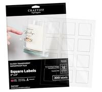Lot de 300 étiquettes autocollantes carrées transparentes brillantes pour imprimante laser Craftiff
