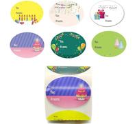 Lot de 300 étiquettes autocollantes « Happy Birthday » pour cadeaux - 6 motifs uniques et mignons - 3,8 x 5,1 cm - 300 étiquettes adhésives sur un rouleau pour anniversaire, fête, fête prénatale,