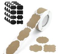 Lot de 300 étiquettes en papier kraft et 4 autocollants irréguliers noirs, étiquettes de confiture, étiquettes autocollantes, en papier kraft, parfaits pour les autocollants cadeaux pour pots de