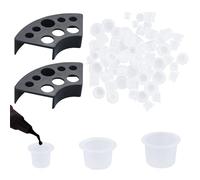 Lot de 300 gobelets à encre de tatouage avec 2 supports - Récipient de couleur en plastique, petits pots à pigments + support pour encre de tatouage permanent, accessoires de tatouage