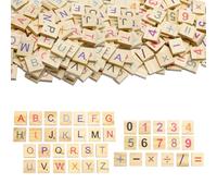 Lot de 300 lettres en bois colorées et chiffres en bois pour travaux manuels, apprentissage, bricolage, jeux de société