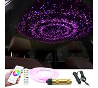 Lot de 300 lumières en fibre optique pour voiture - Câble à fibre optique de 2 m et 0,75 mm - Kit de plafonniers - Télécommande Bluetooth APP/RF - Synchronisation de la musique - Minuterie et