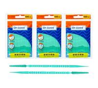 Lot de 300 médiators interdentaires douces, double face, avec poils en silicone doux, jetables, pour le nettoyage des dents, adaptés aux appareils dentaires, ponts et implants, portables