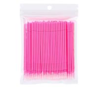 Lot de 300 micro-applicateurs jetables, micro pinceaux applicateurs d'extensions de cils, micro-applicateurs roses, micro-applicateurs à pointes longues pour cils