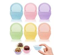 Lot de 300 mini moules à muffins en papier standard 6 couleurs,Colorées caissettes cupcake pour pâtisserie, dessert, fête, anniversaire, mariage