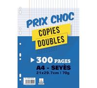 Lot de 300 pages copies doubles grand format A4 grands carreaux Seyès 70g perforées