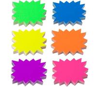 Lot de 300 panneaux de prix fluorescents Starburst - Couleurs assorties - Étoiles vierges - Étiquettes de prix pour les marchés et les présentoirs de vente au détail