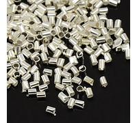 LOT DE 300 PERLES A ECRASER TUBE METAL ARGENTE CLAIR 1,5 MM - CREATION PERLES