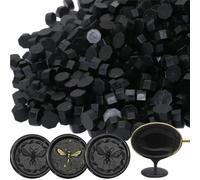 Lot de 300 perles de cire à cacheter octogonales noires pour invitations, cartes, enveloppes, paquets de vin, emballages cadeaux (noir)