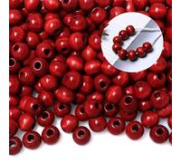Lot de 300 perles en bois macramé de 12 mm pour loisirs créatifs faits à la main, perles d'espacement en bois à grand trou pour projets de macramé, décoration de fête de vacances, trou de 5 mm