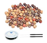 Lot de 300 perles en bois pour bricolage, accessoires de bricolage, perles de cheveux pour tresses, perles tressées, perles en bois avec grand trou, 1,1 x 1,2 cm (multicolore)