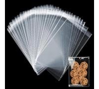Lot de 300 Petit Sachet Transparent, 12 x 21+3 cm Sachet Plastique Transparent Autocollant, Sachets Plastique OPP de Bonbon, Sachets en Cellophane avec Bande de Fermeture pour Biscuits, Bijoux, Cadeau