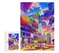 Lot de 300 pièces de puzzle pour adolescents - Paysage urbain vibrant - 1 puzzle pour adultes - Jouet de bricolage, cadeau d'anniversaire amusant et humoristique, 300 pièces