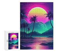 Lot de 300 puzzles abstraits Synthwave Cosmos pour adultes Jeu d'ingéniosité cadeau d'anniversaire Aide à exercer le cerveau 300 pièces