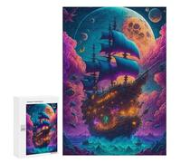 Lot de 300 puzzles pour adolescents Expédition de voile fantaisie dans un ciel coloré pour adolescents : jeux de détente, cadeaux amusants et humoristiques pour réduire le stress 300 pièces