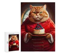 Lot de 300 puzzles pour adolescents Fat Cat Cake Boss Puzzle pour adultes Jeu à main Assemblage de motifs Cadeaux uniques pour anniversaire et Noël 300 pièces