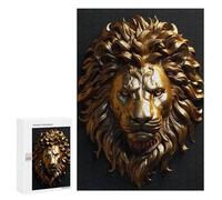 Lot de 300 puzzles pour adolescents Metallic Golden Lion Head Puzzle Jeu d'ingéniosité Soulagement de stress stimulant pour compléter 300 pièces