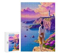 Lot de 300 puzzles pour adolescents Seaside Lighthouse Dreamscape pour adultes, jeux de relaxation, cadeaux pour femmes, cadeaux pour amis et familles 300 pièces