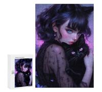 Lot de 300 puzzles pour adolescents - Whimsical Gothic Cat Lady - Jeu pratique pour soulager le stress - Cadeaux uniques pour anniversaire et Noël