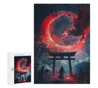 Lot de 300 puzzles pour adultes Mystical Black Eagle Torii Puzzle pour adolescents Jeu d'ingéniosité analyse et logique 300 pièces