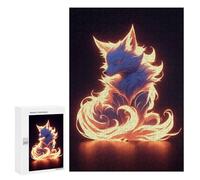 Lot de 300 puzzles pour adultes - Neon Fire Kitsune Fox - Jeu de main - Découpe précise - Interaction entre parents et enfants - 300 pièces