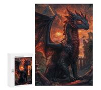 Lot de 300 puzzles pour adultes Sunset Dragon Sentinel pour adultes Jouet Décoration murale Améliore les souvenirs cadeaux pour amis et famille 300 pièces