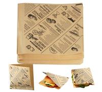 Lot de 300 sachets en papier pour hamburger, papier à fromage, feuilles de papier Deli, sachets à kebab Hotdog, hamburger, buns pour frites, papier sulfurisé, aspect journal pour sandwich, sandwich