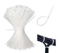 Lot de 300 serre-câbles haute résistance 200 mm x 2,5 mm, résistance à la traction 8,2 kg, nylon résistant aux UV, pour gestion des câbles à la maison, atelier et jardin, couleur blanche