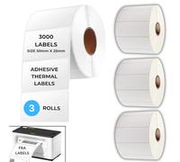 Lot de 3000 étiquettes autocollantes pour imprimantes thermiques - Utilisation pour Amazon FBA - Compatible avec les étiquettes Munbyn, Zebra et Rollo (50 mm x 25 mm)