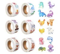 Lot de 3000 Stickers Animaux Récompense, Autocollants Ronds en Rouleau pour Enfants, Décoration et Motivation, Gommettes Adorables et Colorées pour ole et Cadeaux Créatifs