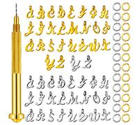 Lot de 305 breloques pendantes pour piercing à ongles - Lettre de l'alphabet ABC - Mini breloques de l'alphabet de A à Z - Pendentifs initiales - Bagues avec outil de perçage des ongles - Perceuse à