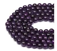 Lot de 31 à 36 perles rondes naturelles de 10 mm en améthyste violet foncé,Pierre d'énergie et de guérison,Perles lisses pour loisirs créatifs, colliers, fabrication de bijoux et décorations