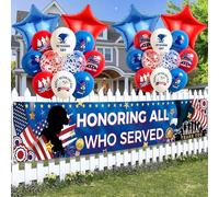 Lot de 31 ballons de décoration pour la fête des anciens combattants avec drapeau américain, motif aigle, fournitures de fête à thème patriotique pour le jour du souvenir et le 4 juillet