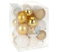 Lot de 31 boules de Noël dorées et blanches