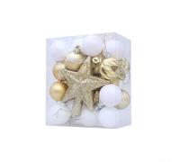 Lot de 31 boules de Noël en plastique incassable avec finition pailletée pour accrocher sur les arbres et décorer les fenêtres, couronnes et cheminées (doré)
