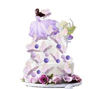 Lot de 31 décorations de gâteau en forme de papillon violet princesse - Boule d'illusion DIY - Décoration de fête à thème - En forme de cœur violet - Faux acrylique blanc - Rond - Avec fleur