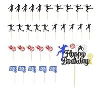 Lot de 31 décorations de gâteau sur le thème du sport, décoration de gâteau, décoration de fête, décoration de gâteau sur le thème du sport, décoration de cupcake