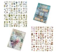 Lot de 312 autocollants vintage pour scrapbooking, style nostalgique (rivière vert citron et aube rouge), autocollants pour bricolage, albums photo, journaux, collage d'art