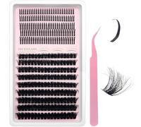 Lot de 312 grappes et pointes de cils manga 100D - 12 à 22 mm - Kit d'extension de cils russes réutilisables pour un look animé, pour artistes professionnels et amateurs de bricolage avec 1 pince à