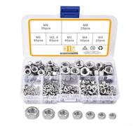 Lot de 315 écrous hexagonaux en acier inoxydable 304 avec sécurité en nylon, durables, assortis en 7 tailles de M2 à M8 pour le montage de meubles et les projets de bricolage dans une boîte de